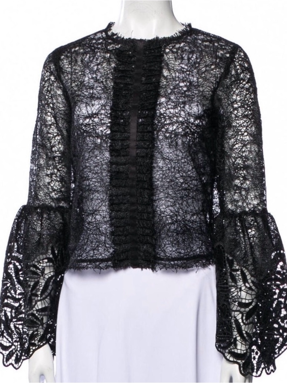 Alexis Black Lace Long-Sleeve Women's Top